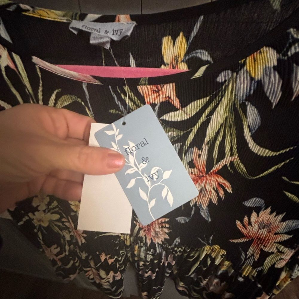 Floral Black Blouse by floral & ivy, NWT - Picture 4 of 7